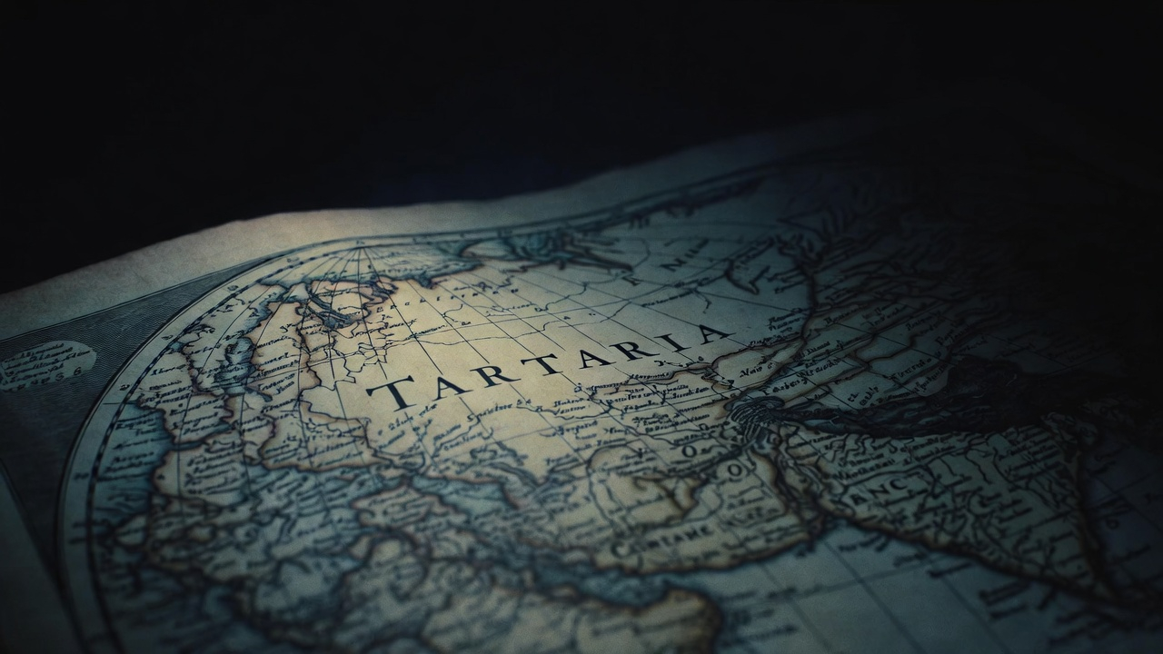 An antique map prominently displays 'Tartaria,' a vast region once depicted across Eurasia, fueling modern myths about a lost empire.